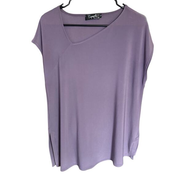 Sympli Women's Top Asymmetrical Purple Sz 12 Canada Drapey Relaxed Comfortable - Picture 1 of 8